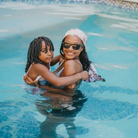 Family at the pool