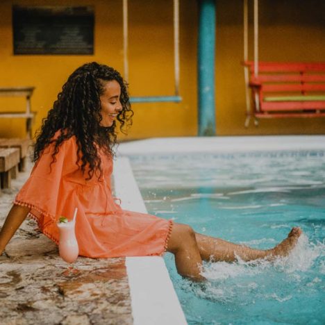 Woman enjoying pool